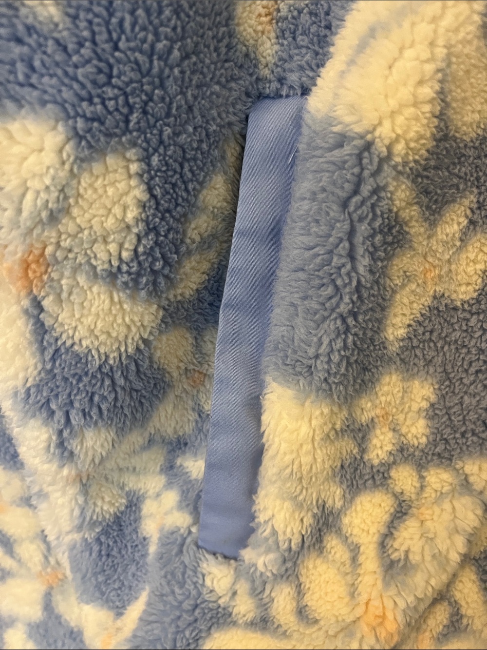 Rip Curl Light Blue and Cream Floral Sherpa Half-Zip Pullover - Picture 4 of 5